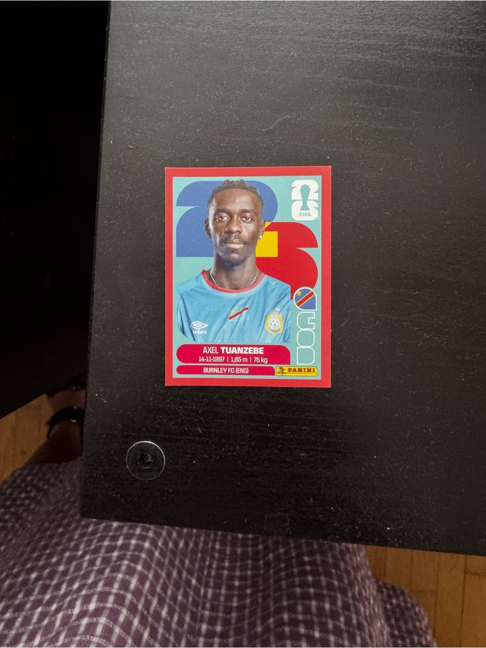 Panini Football Sticker - Blue Kit with Red Frame